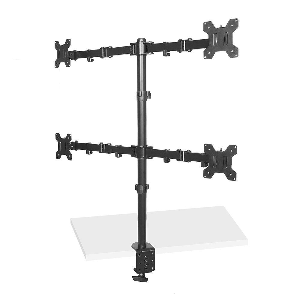 17 - 27" Inches Quad 4 Monitor Desk Mount Desk Stand - Table mount bracket - Clamp Type