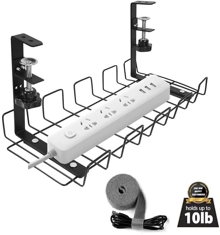 Cable Management Tray Organizer Under Desk for Office and Home No Drill - GADGET WAGON Desk Arm