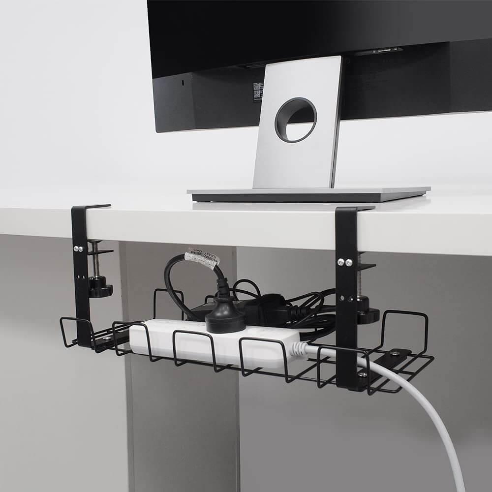 Cable Management Tray Organizer Under Desk for Office and Home No Drill - GADGET WAGON Desk Arm
