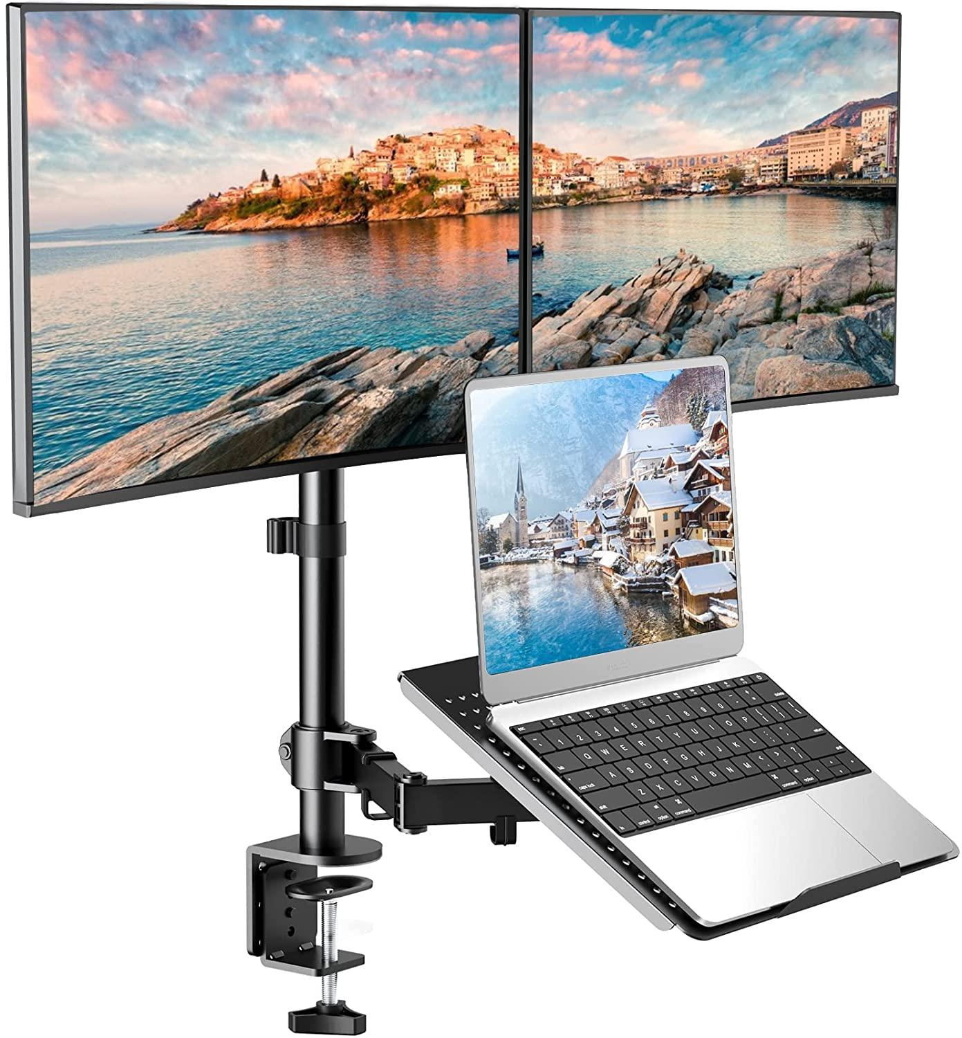 Dual Monitor & Laptop Arm Stand Adjustable Mount Stand Desk Arm Triple - GADGET WAGON Monitor Arm