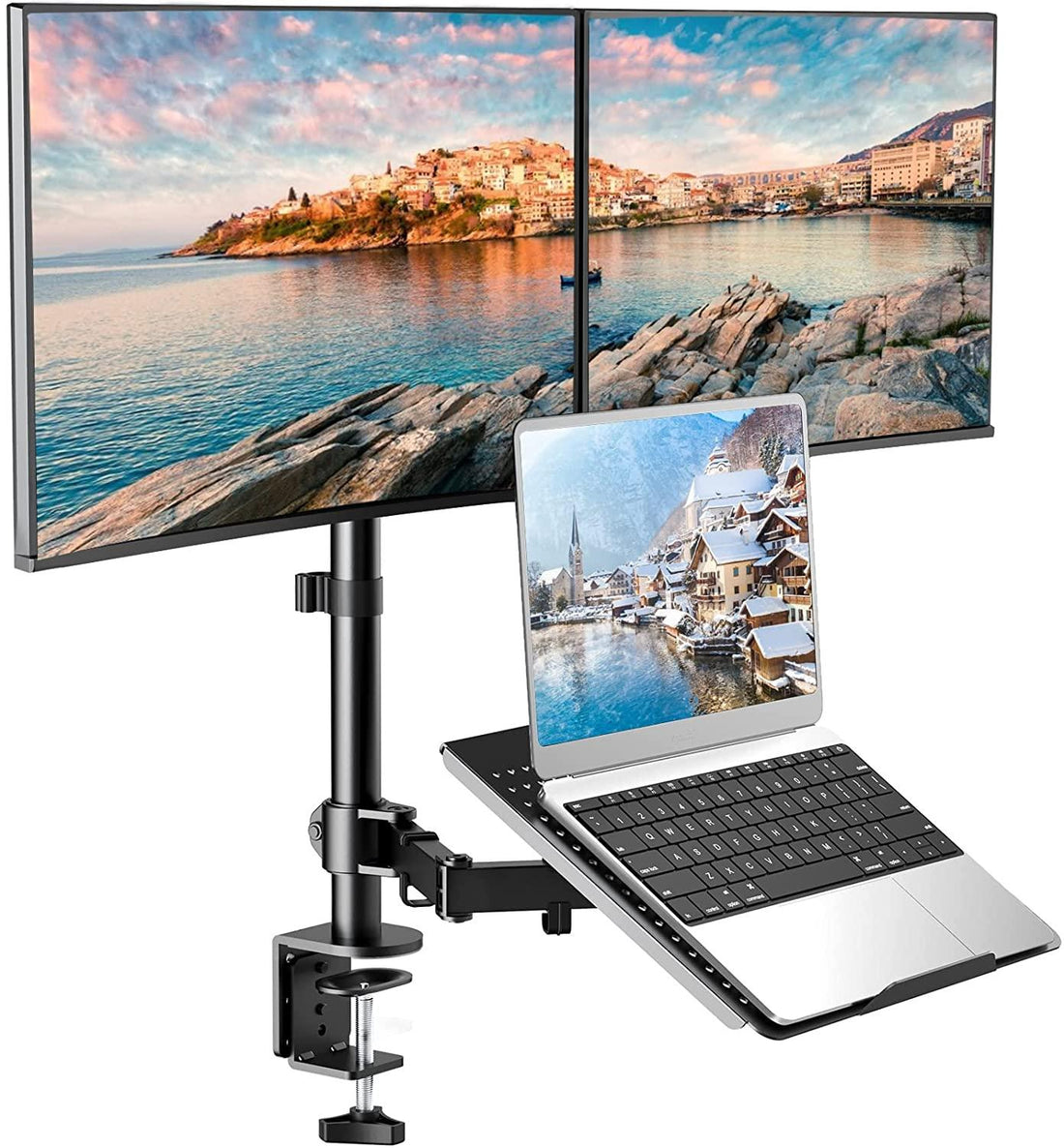 Computer Stand Arm Dual Monitor & Laptop Arm Stand Adjustable Mount Stand Desk Arm ...