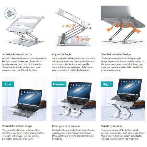 Ergonomic Laptop Stand Riser with Heat Vent Angle and Height