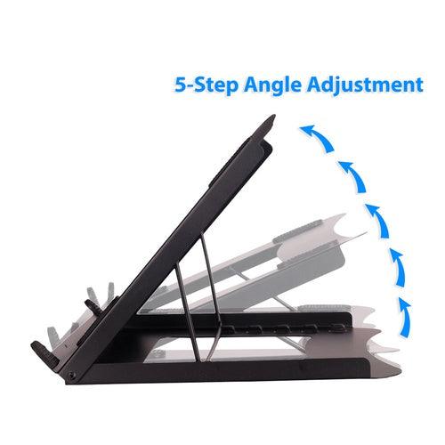 Foldable Laptop Riser & Stand, 5 Angle Adjustment, Steel, Heavy Duty - Made in India - GADGET WAGON Laptop Risers & Stands