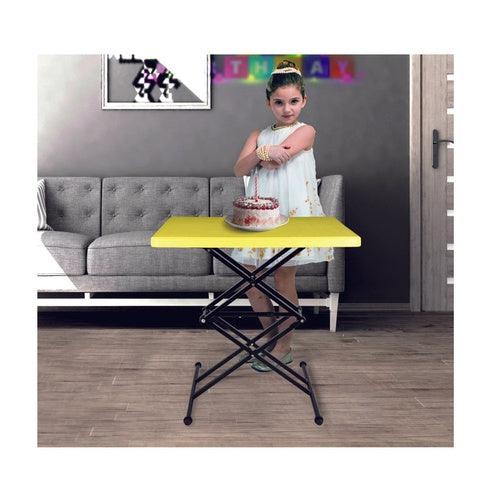 Foldable Scissor Table Multi Purpose Height Adjustable for Laptop Food (Yellow) - GADGET WAGON Furniture