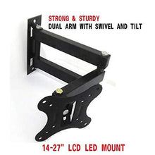 Gadget-Wagon 14-27 inches Corner Swivel Extendable Dual Arm Rotate and Swivel Monitor and TV Wall Mount Bracket (180 Degrees Motion) - GADGET WAGON TV Wall & Ceiling Mounts