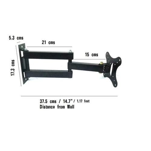 Gadget-Wagon 14-27 inches Corner Swivel Extendable Dual Arm Rotate and Swivel Monitor and TV Wall Mount Bracket (180 Degrees Motion) - GADGET WAGON TV Wall & Ceiling Mounts
