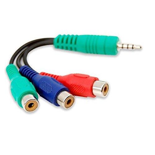 Gadget-Wagon 3 RGB Female to 3.5 mm 4 Pole Stereo Male Video Audio Cable Y Splitter Joiner Cable Adapter for All Devices - GADGET WAGON ELECTRONIC_CABLE