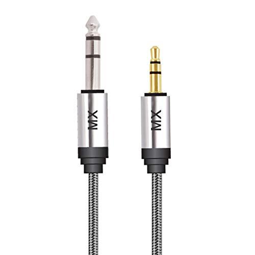 Gadget-Wagon EP 3.5 mm Stereo Male to P-38 Male Cable 1.5 m, Metal Braided for Best Audio Transfer Guitars, Piano and Mixers - GADGET WAGON ELECTRONIC_CABLE