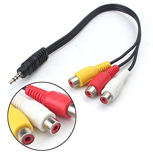 Gadget-Wagon Gold-plated Black Stereo 3.3mm Male-3 RCA Female Splitter Joiner Cable Adapter for Multifunction - GADGET WAGON Audio & Video Cables , Connectors