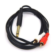 Gadget-Wagon Gold Plated P38 Mono Plug 6.3mm to 2 RCA 1.5m Cable Aux for Guitar, Audio Player, Mixers and Sound Equipment (Black) - GADGET WAGON Audio & Video Cables , Connectors