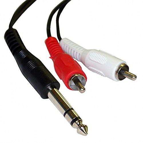 Gadget-Wagon P38 1.5 m, 6 mm Thick AUX Stereo Plug 6.3 mm to 2 RCA Cable (Black) - GADGET WAGON Audio & Video Cables , Connectors