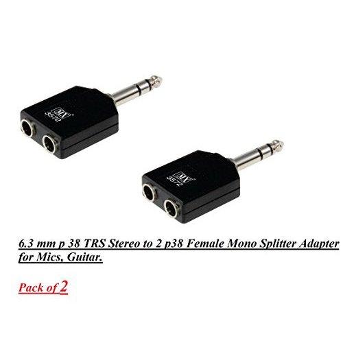 Gadget-Wagon TRS 6.3 mm p38 Stereo Male to 2 p38 Mono Female Y Splitter Adapter for Microphones, Guitar, Mixers and Sound Equipment (Pack of 2) - GADGET WAGON SPEAKERS