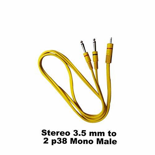 Gold Plated stereo plug 3.5 mm to 2 6.35mm mono p38 jack for guitar, audio player , microphone mixers and sound equipment 3 Meters 6 mm thickness - GADGET WAGON CABLE_OR_ADAPTER