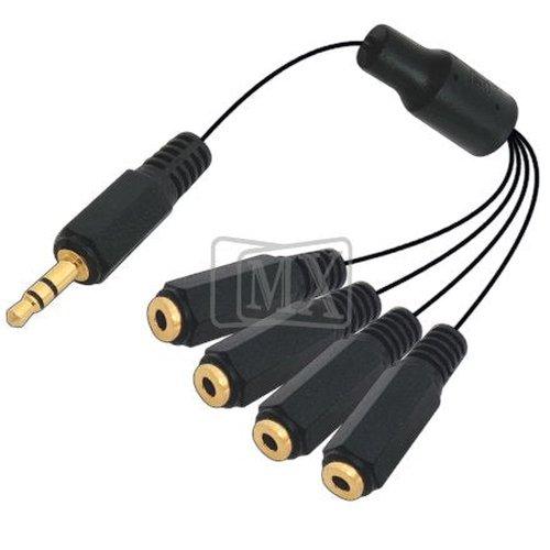HEADPHONE SPLITTER - EP STEREO 3.5mm TO 4 EP STEREO SOCKET CORD - GADGET WAGON Audio & Video Cables , Connectors