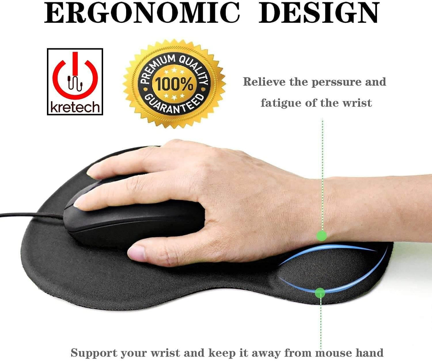 HP Wired Mouse USB Optical with Gel Mousepad 2U2H5P3 DPI 1200 - GADGET WAGON Mice & Trackballs