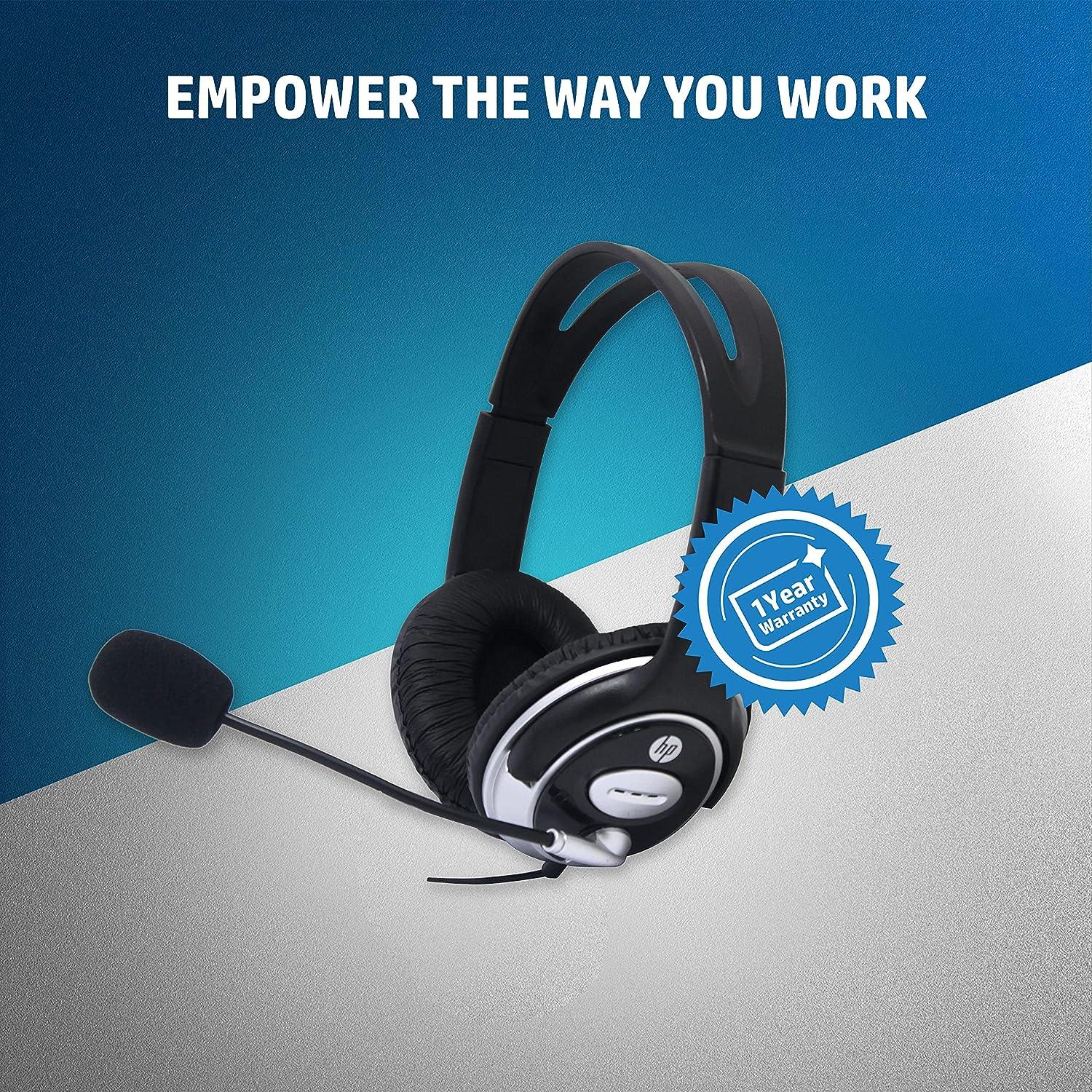 Hp Wired On Ear Headphones With Mic In-Built Noise Cancelling, Foldable (B4B09Pa) - GADGET WAGON Headphones & Headsets