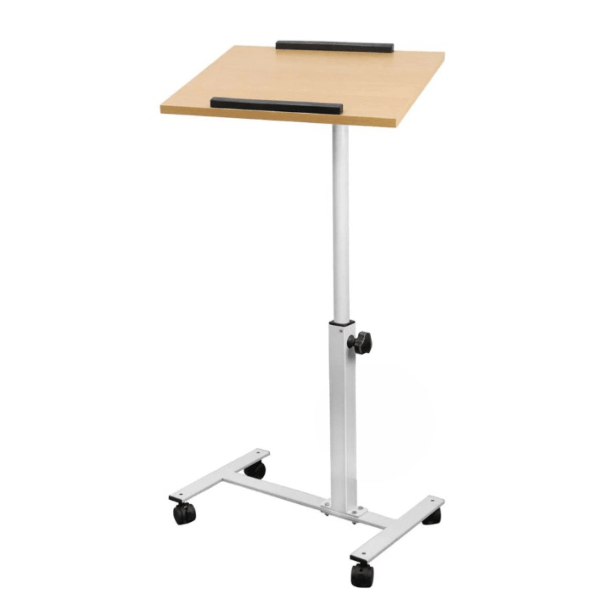 Laptop Projector Study Table Desk with Wheels Adjustable Height and Angle Wood - GADGET WAGON