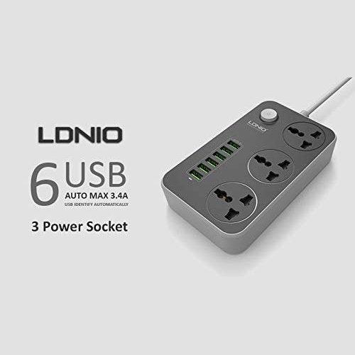 LDNIO 6 USB Charger with 3 AC Sockets | Safe & Convenient Charging for All Your Devices - GADGET WAGON Power Strips & Surge Suppressors