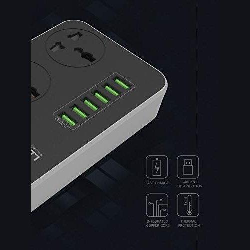 LDNIO 6 USB Charger with 3 AC Sockets