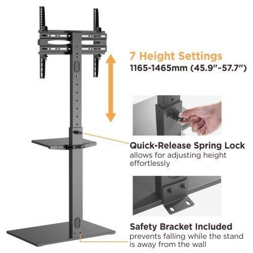 Lumi 32 - 55 Inches Tv Floor Stand Height-adjustable Steel Fs22-44tp - GADGET WAGON Entertainment Centers & TV Stands