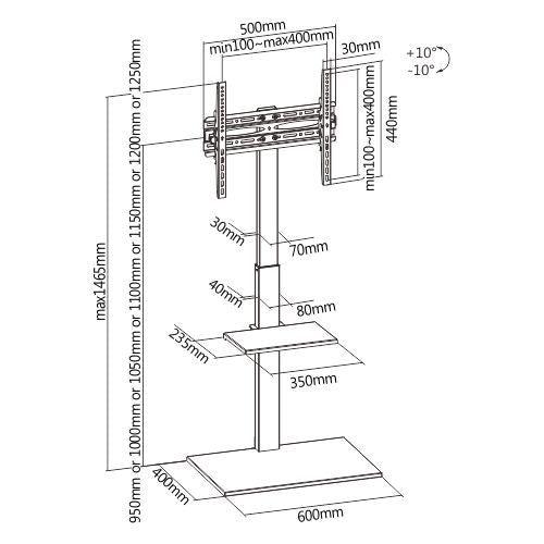 Lumi 32 - 55 Inches Tv Floor Stand Height-adjustable Steel Fs22-44tp - GADGET WAGON Entertainment Centers & TV Stands