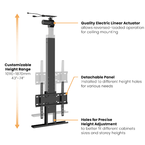 LUMI Motorized TV Ceiling Mount for 32-75 Inch TVs with Swivel LP78-44M - GADGET WAGON TV Wall & Ceiling Mounts