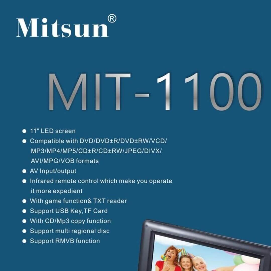 Mitsun 11 Inch Portable DVD player with screen, Rechargeable - GADGET WAGON DVD & Blu-ray Players