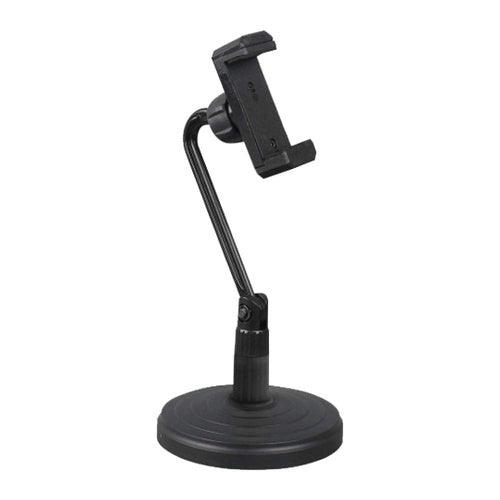 Mobile Phone Stand, Angle Adjustable Cell Phone Holder Gooseneck Flexible Arm Universal Phone Stand for Desk, Plastic Desktop Mobile Phone Holder Compatible with 3.5"-6.5" Device (Black) - GADGET WAGON