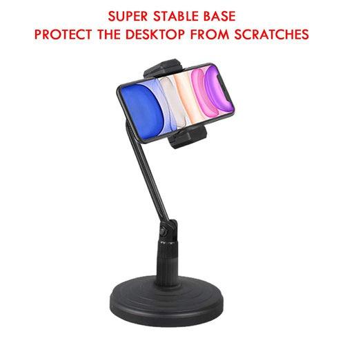 Mobile Phone Stand, Angle Adjustable Cell Phone Holder Gooseneck Flexible Arm Universal Phone Stand for Desk, Plastic Desktop Mobile Phone Holder Compatible with 3.5"-6.5" Device (Black) - GADGET WAGON