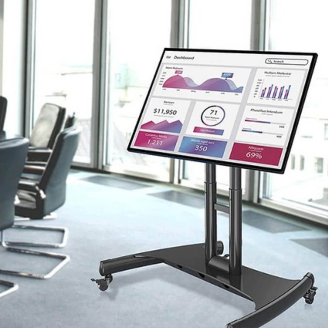 Wheel Monitor Mobile TV Mount Stand, Low Height Monitor Cart with Wheels for 32-75 ...