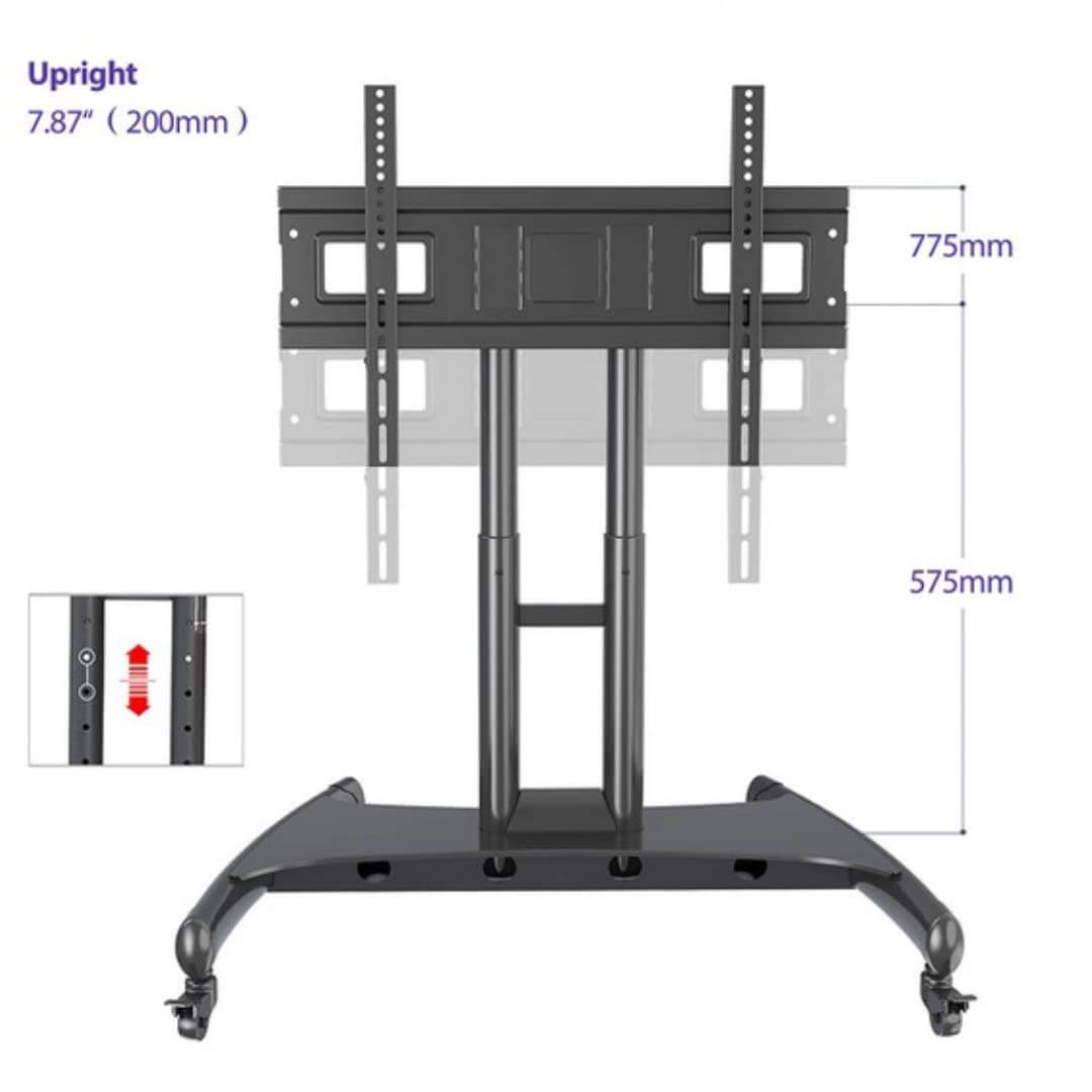 Mobile TV Mount Stand, Low Height Monitor Cart with Wheels for 32-75 inch Flat Curved Screen TV, LED LCD, Height Adjustable, 90°Adjustable Viewing Angle - GADGET WAGON TV Wall & Ceiling Mounts