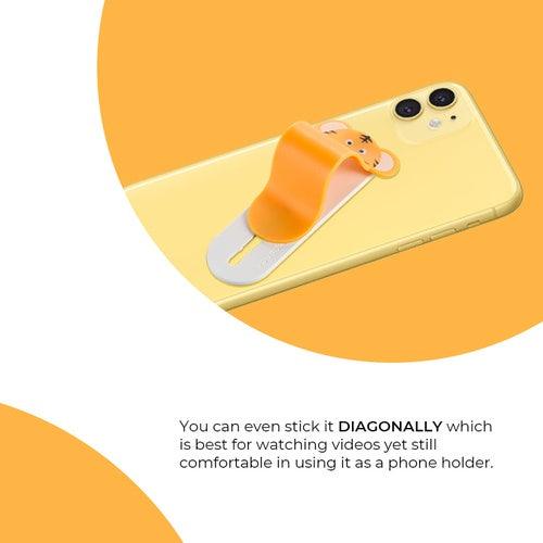 Momostick Finger Grip/Selfie Holder and Mobile Stand for iPhones and Android Smartphones (Character-Brown) - GADGET WAGON PHONE_ACCESSORY