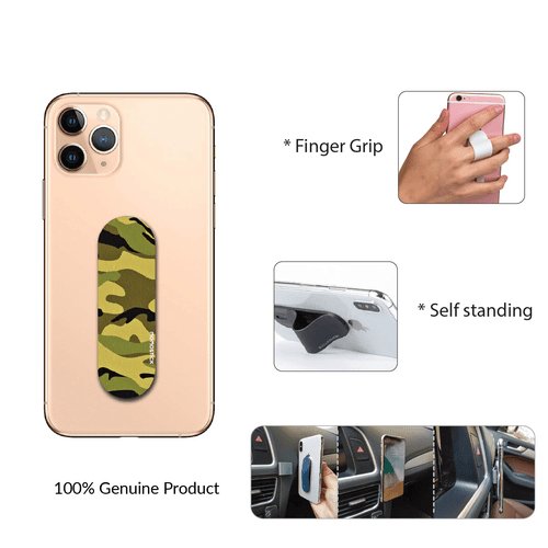 Momostick Finger Grip/Selfie Holder and Mobile Stand for iPhones and Android Smartphones (GREEN CAMO) - GADGET WAGON PHONE_ACCESSORY