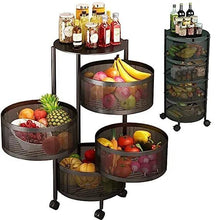 Multipurpose Kitchen Trolley with Rotating Basket: Use It for Fruits, Vegetables, Spices, or Anything Else - GADGET WAGON Kitchen Storage