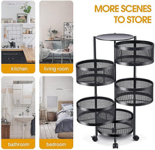 Multipurpose Kitchen Trolley with Rotating Basket: Use It for Fruits, Vegetables, Spices, or Anything Else - GADGET WAGON Kitchen Storage