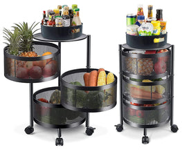 Multipurpose Kitchen Trolley with Rotating Basket: Use It for Fruits, Vegetables, Spices, or Anything Else - GADGET WAGON Kitchen Storage