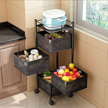 Multipurpose Kitchen Trolley with Rotating Basket: Use It for Fruits, Vegetables, Spices, or Anything Else - GADGET WAGON Kitchen Storage