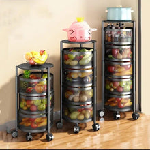 Multipurpose Kitchen Trolley with Rotating Basket: Use It for Fruits, Vegetables, Spices, or Anything Else - GADGET WAGON Kitchen Storage