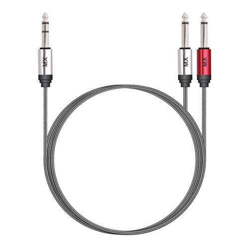 MX 6.35mm 1/4 inch P-38 TRS Stereo Male to 2 TS P-38 Mono Male cable 1.5 Meter / 5 feet - GADGET WAGON Audio & Video Cable Adapters & Couplers