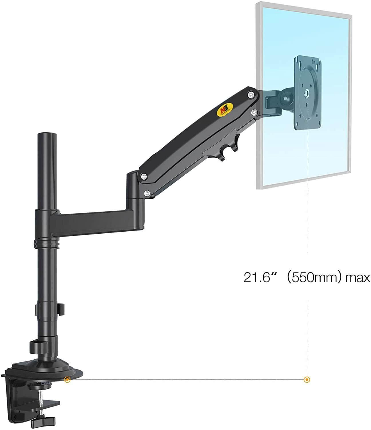 NB 17 - 35" Gas Strut Monitor Arm Desk Mount Desktop Spring H100 - GADGET WAGON Gas Spring Arm