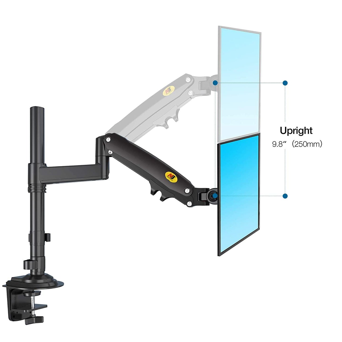 NB 22-32" Gas Strut LED Monitor Desk Arm with Laptop Tray 360 Degree Swivel tilt Height Long - GADGET WAGON Gas Spring Arm