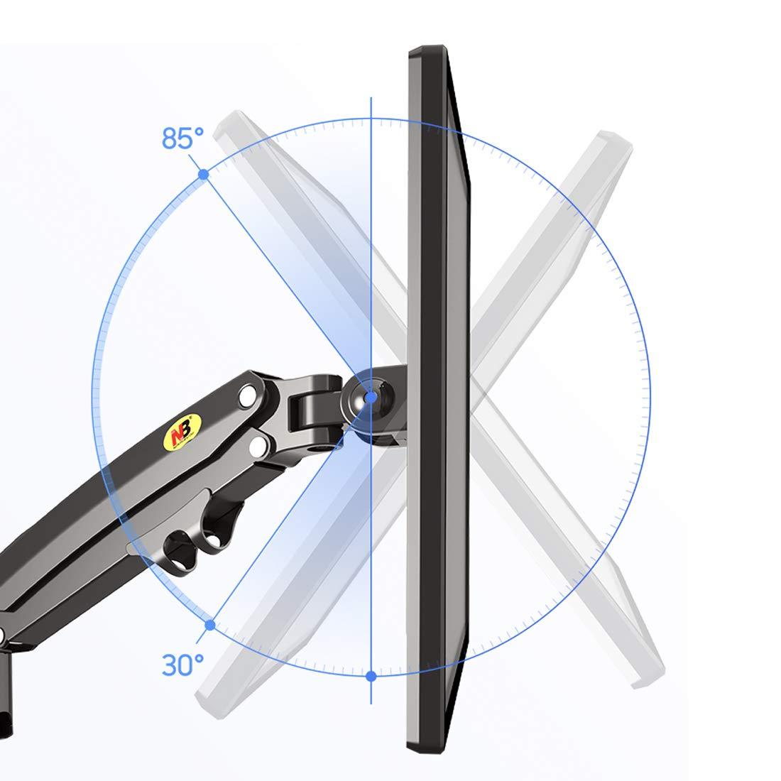 NB 22-32" Gas Strut LED Monitor Desk Arm with Laptop Tray 360 Degree Swivel tilt Height Long - GADGET WAGON Gas Spring Arm