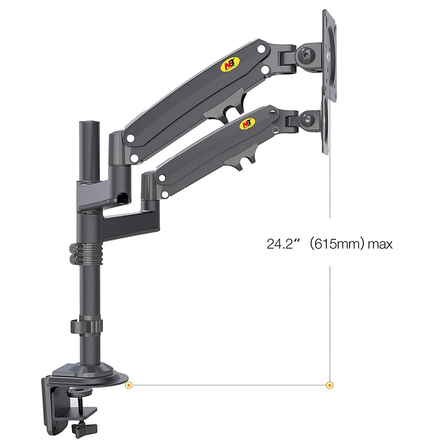 NB 22-32" Gas Strut LED Monitor Desk Arm with Laptop Tray 360 Degree Swivel tilt Height Long - GADGET WAGON Gas Spring Arm