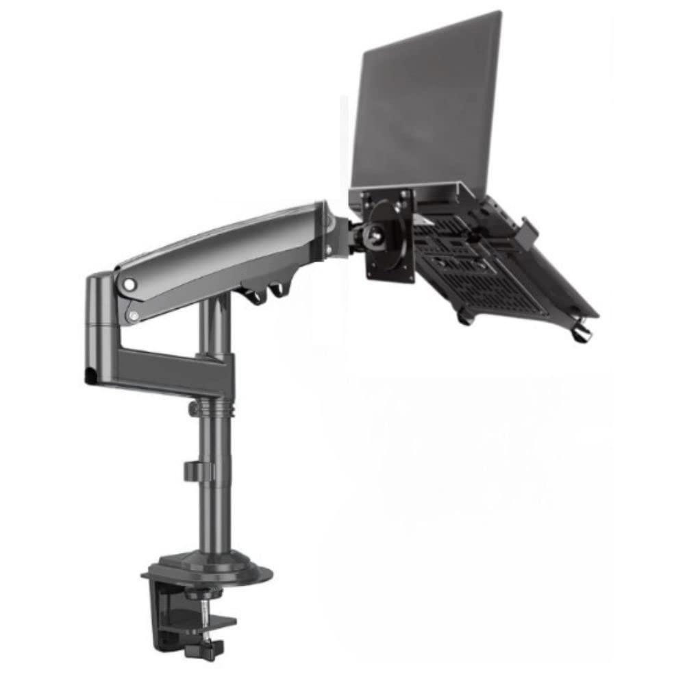 NB 22-32" Gas Strut LED Monitor Desk Arm with Laptop Tray 360 Degree Swivel tilt Height Long - GADGET WAGON Gas Spring Arm