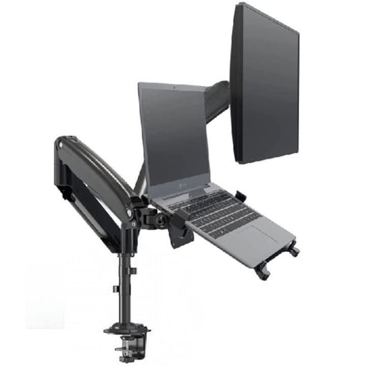 NB 22-32" Gas Strut LED Monitor Desk Arm with Laptop Tray 360 Degree Swivel tilt Height Long - GADGET WAGON Gas Spring Arm