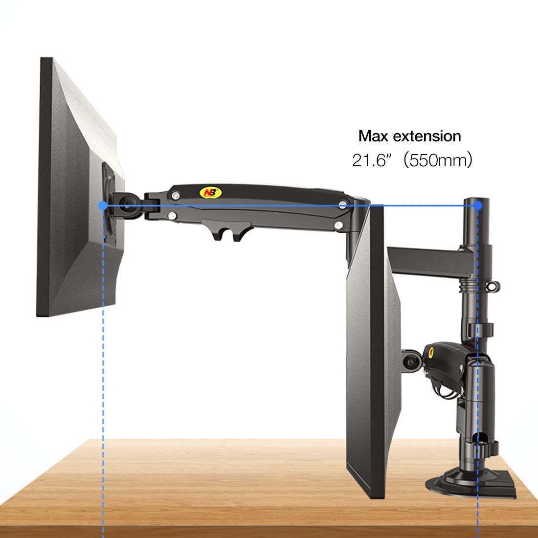 NB 22-32" Gas Strut LED Monitor Desk Arm with Laptop Tray 360 Degree Swivel tilt Height Long - GADGET WAGON Gas Spring Arm