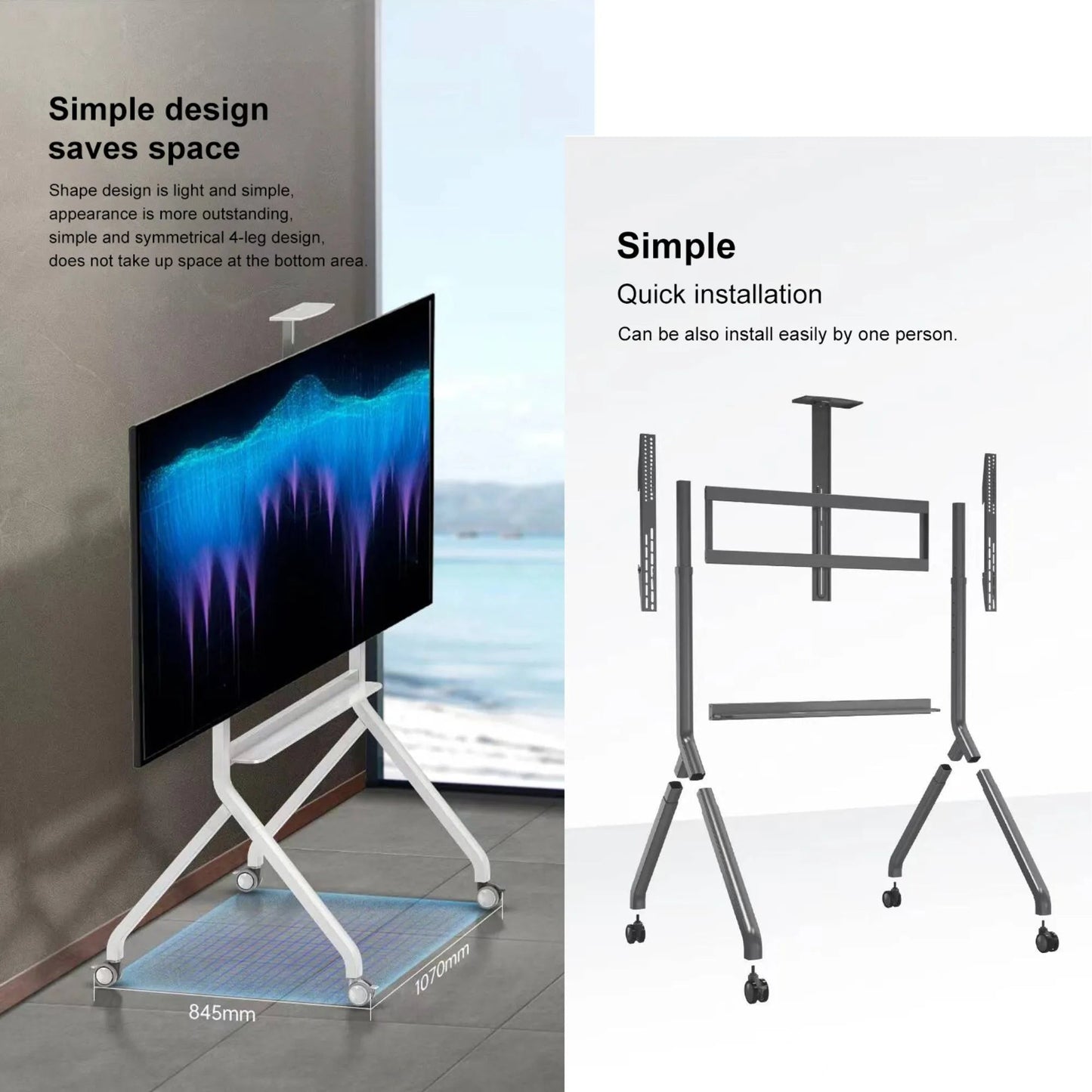 NB 60 to 100 Inch Interactive Display Trolley Stand | 90.9kg Capacity, VESA 900x600mm P200 - GADGET WAGON TV CARTS