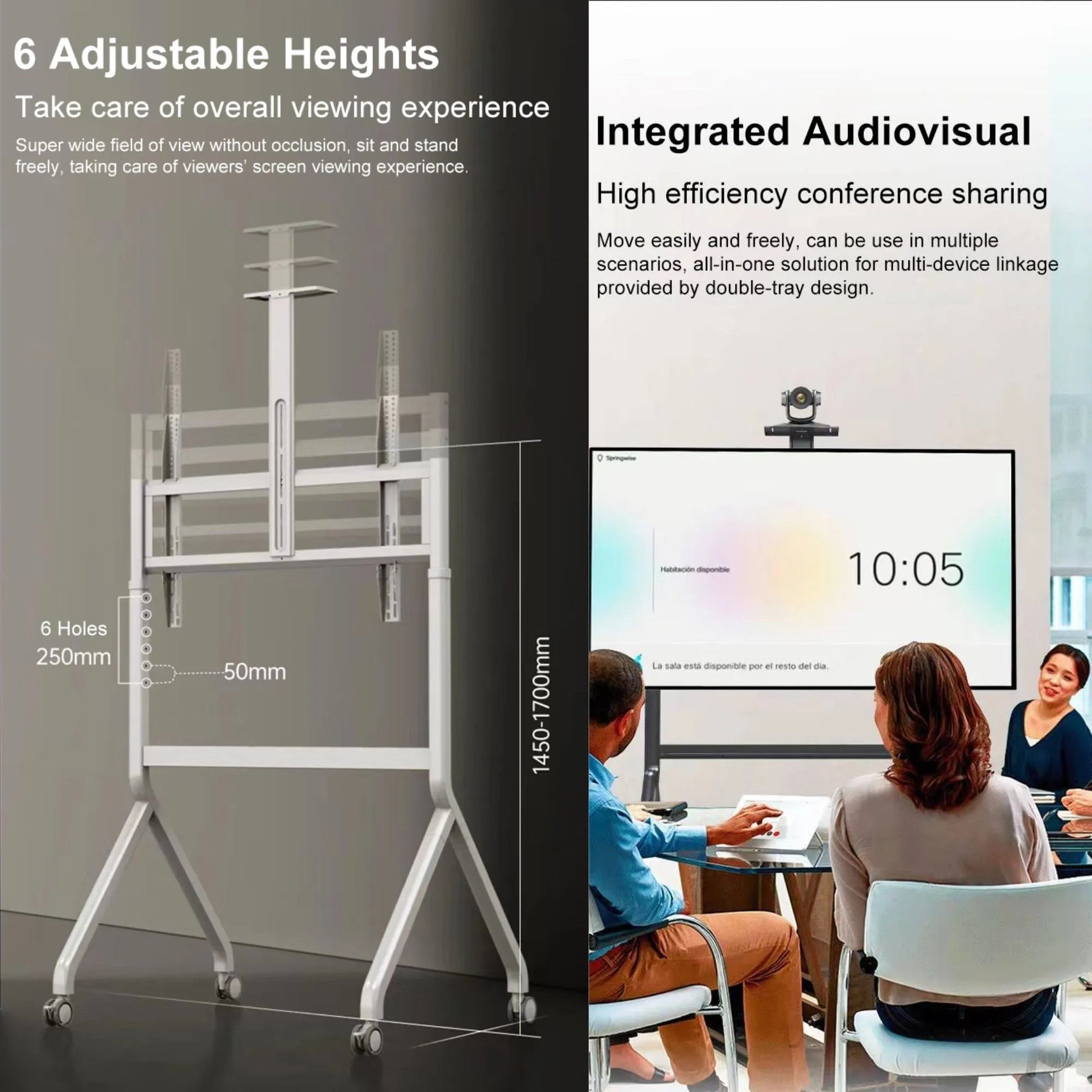 NB 60 to 100 Inch Interactive Display Trolley Stand | 90.9kg Capacity, VESA 900x600mm P200 - GADGET WAGON TV CARTS