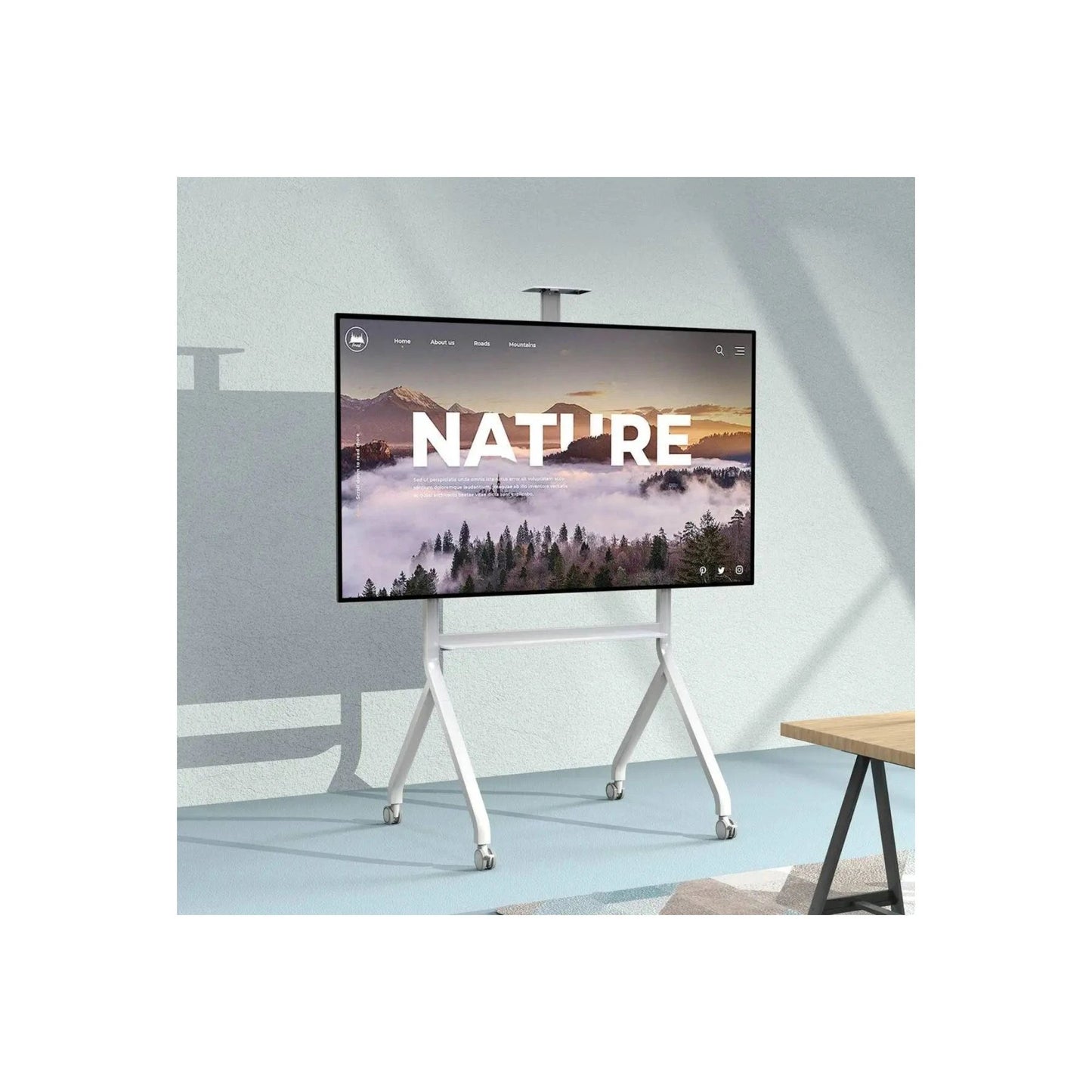 NB 60 to 100 Inch Interactive Display Trolley Stand |White 90.9kg Capacity, VESA 900x600mm P200 - GADGET WAGON TV CARTS