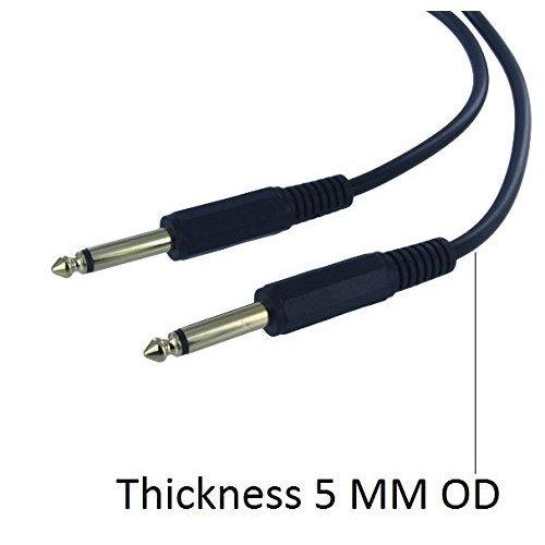 p38 mono Male to p38 male mono 6.3 mm jack cable for guitar, DJ mixers, 5 mm thickness console, Microphone Mike 5 Meters Black - GADGET WAGON CE